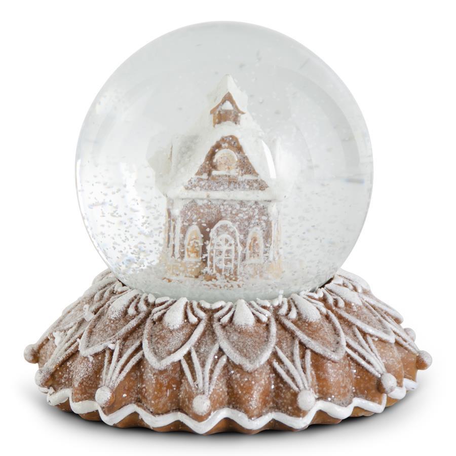 Shell Design Shop 5 Inch Brown Resin Glittered Gingerbread House Snow Globe