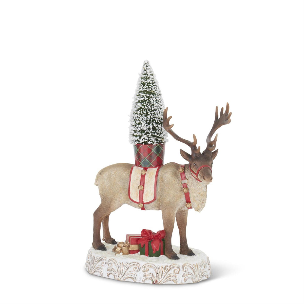 Design Shop 13.25 Inch Resin Reindeer w/LED Bottle Brush Tree