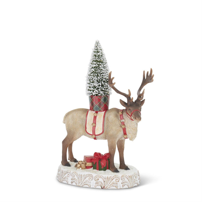 Design Shop 13.25 Inch Resin Reindeer w/LED Bottle Brush Tree