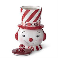 Design Shop 12.25 Inch Red & White Dolomite Snowman Cookie Jar